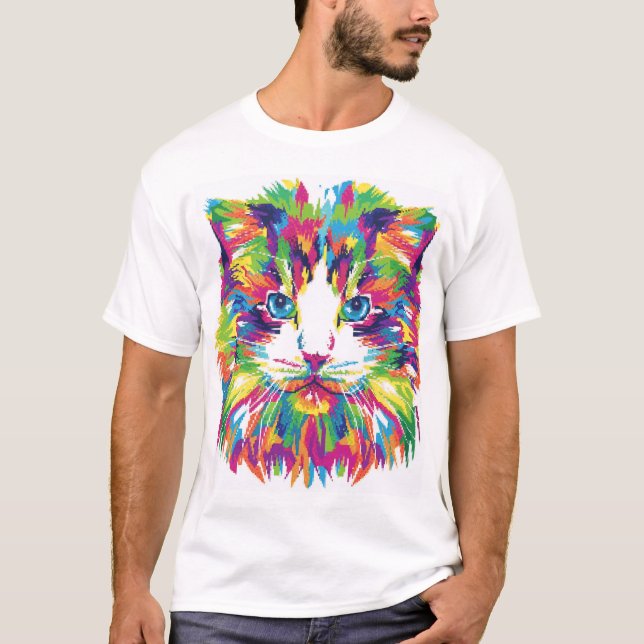Camiseta Colorful Cat T-Shirt (Anverso)