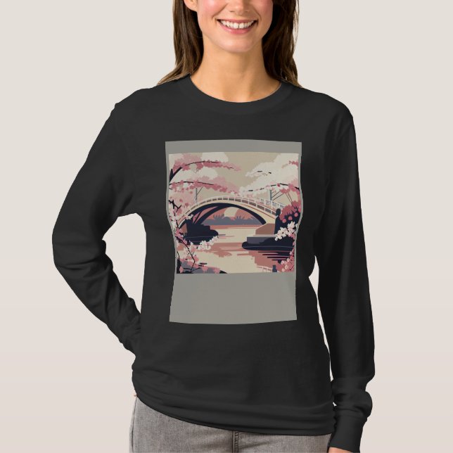 Camiseta Colorful Cherry Blossom Bridge Vibrant (Anverso)