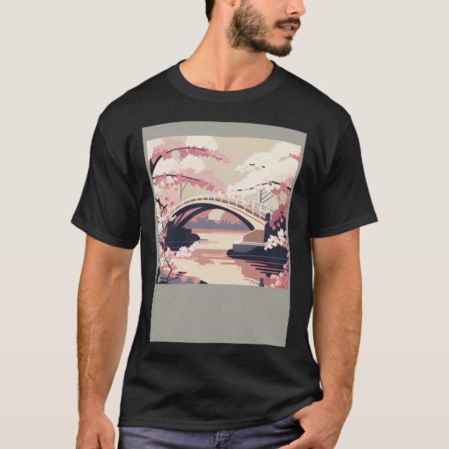 Camiseta Colorful Cherry Blossom Bridge Vibrant (Anverso)