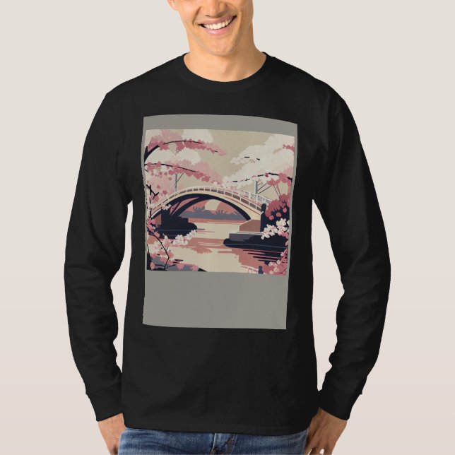 Camiseta Colorful Cherry Blossom Bridge Vibrant (Anverso)