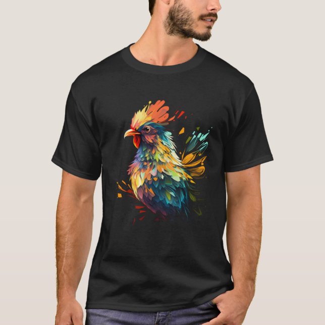 Camiseta Colorful Chicken  Farm Animals Graphic (Anverso)