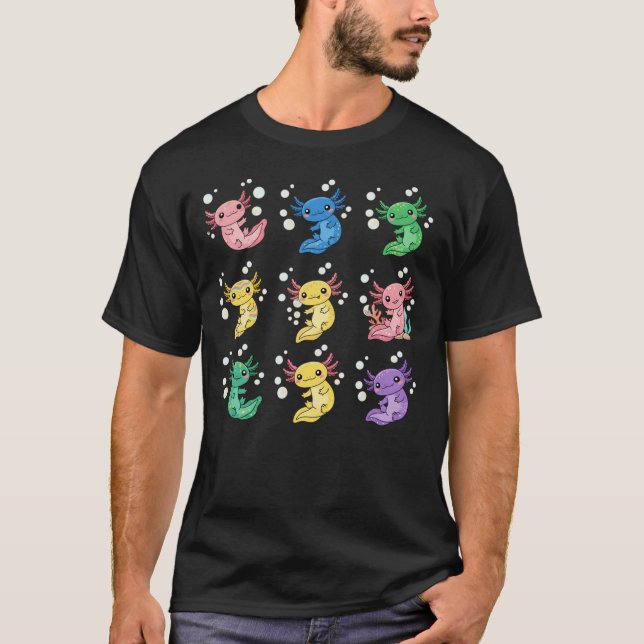 Camiseta Colorful Cute Axolotl Pattern Art (Anverso)