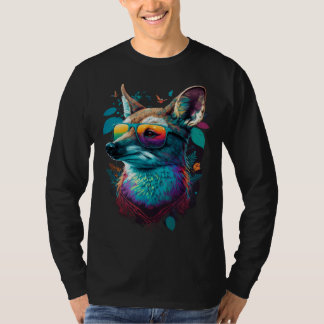 Camiseta Colorful Cute Fox with Sunglasses Animal