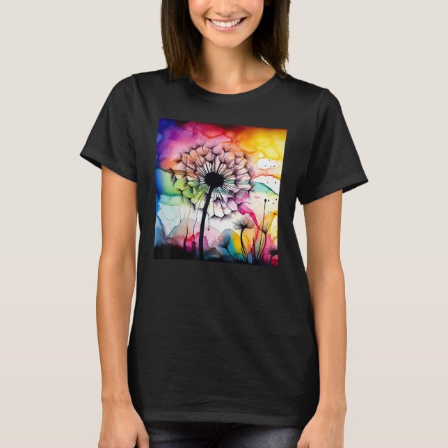 Camiseta Colorful dandelion watercolor optics blowball (Anverso)