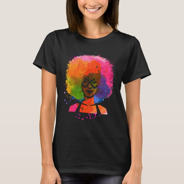 Camiseta Colorful Dripping In Melanin Afro Queen (Anverso)
