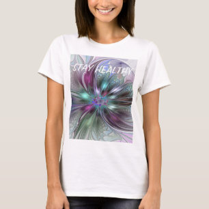 Camiseta Colorful Fantasy Abstract Modern Fractal Flower