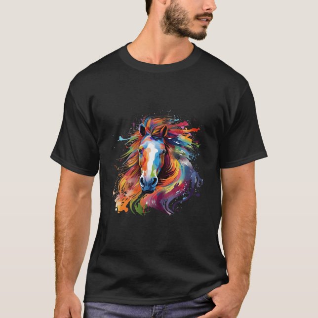 Camiseta Colorful Faroese Pony Horse Splash (Anverso)