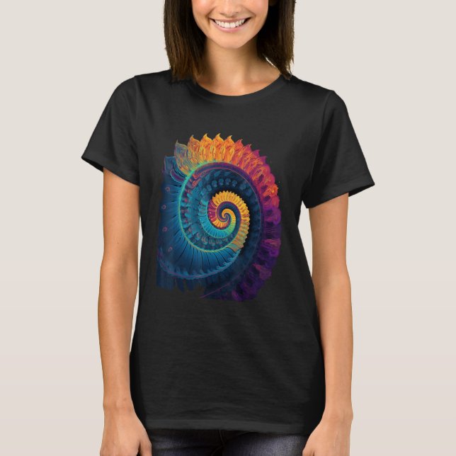 Camiseta Colorful Fibonacci Spiral Psychedelic Colors Abstr (Anverso)