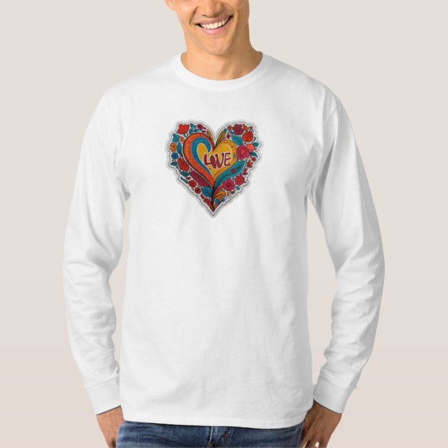 Camiseta Colorful Floral Heart Love  | Romantic Design (Anverso)