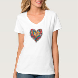 Camiseta Colorful Floral Heart Love  | Romantic Design
