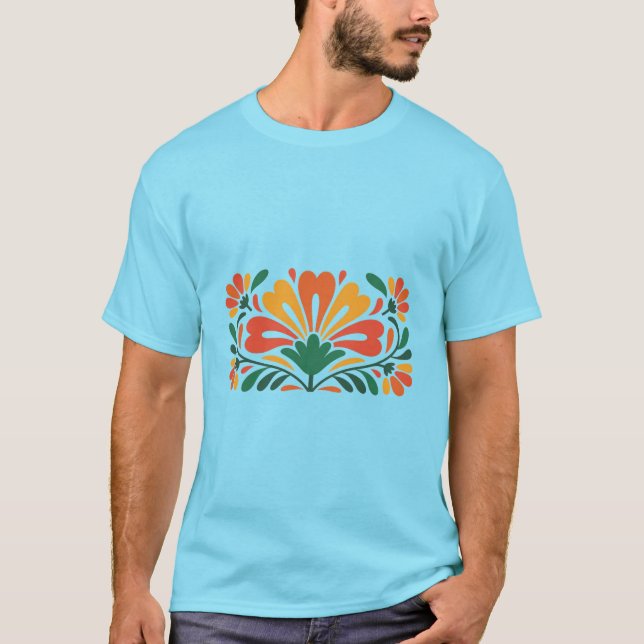 Camiseta Colorful Floral Pattern – Flat Vector Illustration (Anverso)