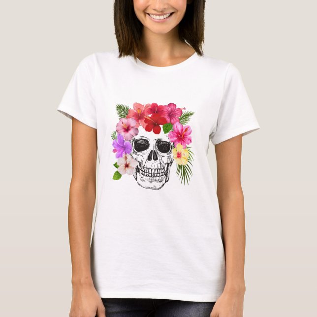 Camiseta Colorful Floral Skull WOMEN'S T SHIRT (Anverso)