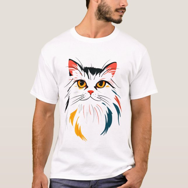 Camiseta Colorful Flowing-Fur Cat (Anverso)