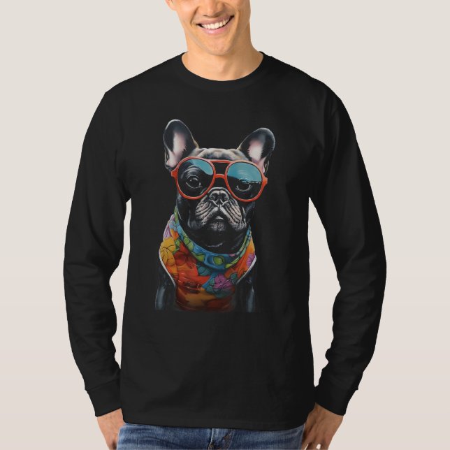 Camiseta Colorful Frenchbulldog Wearing Sunglasees Graphic  (Anverso)