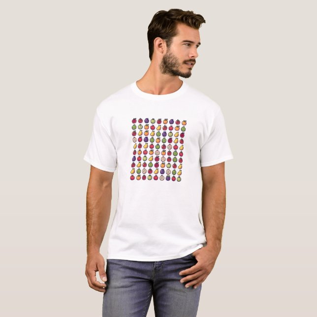 Camiseta Colorful Fruits Pixelated 32-bits Art (Anverso completo)