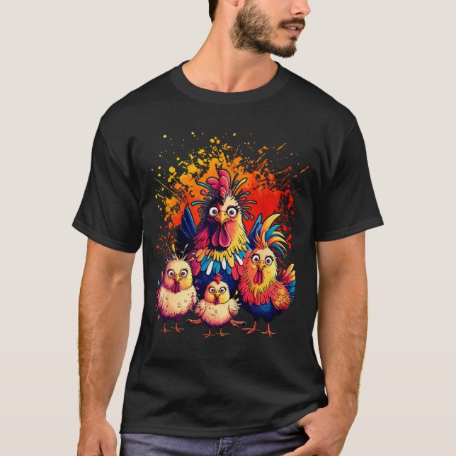 Camiseta Colorful Funny Chicken Art  (Anverso)