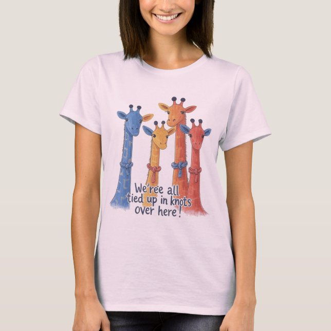Camiseta Colorful Giraffes Knotted Funny Animal (Anverso)