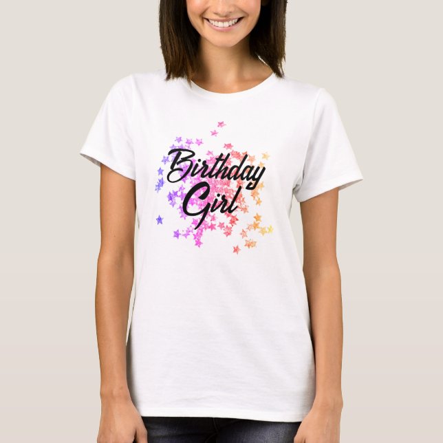 Camiseta Colorful Glitter Stars Birthday (Anverso)