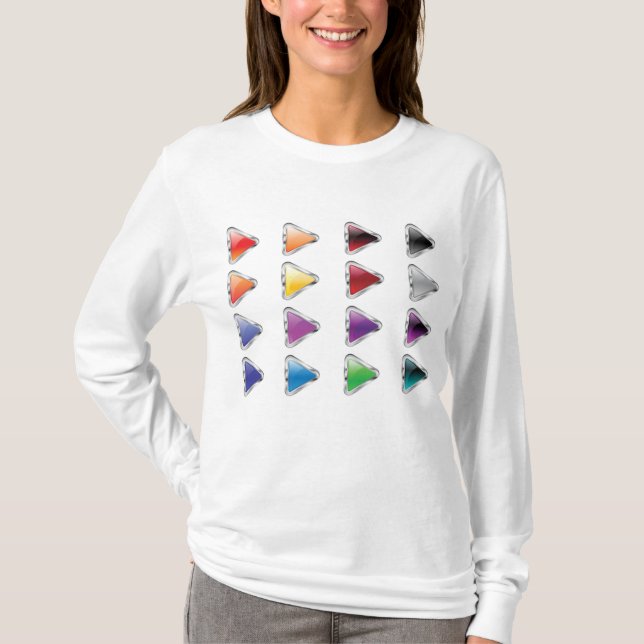 Camiseta Colorful Glossy Metal Play Buttons (Anverso)