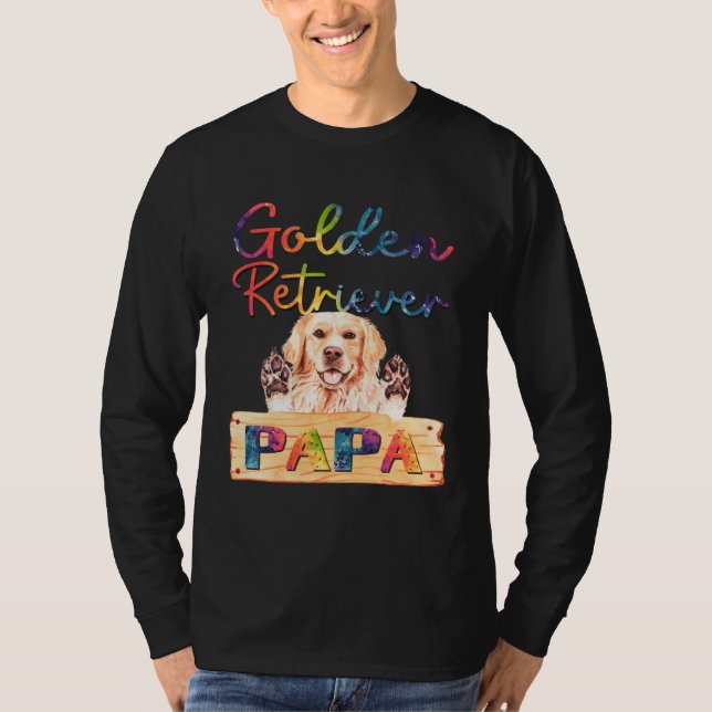 Camiseta Colorful Golden Retriever Papa  Dog Dad (Anverso)