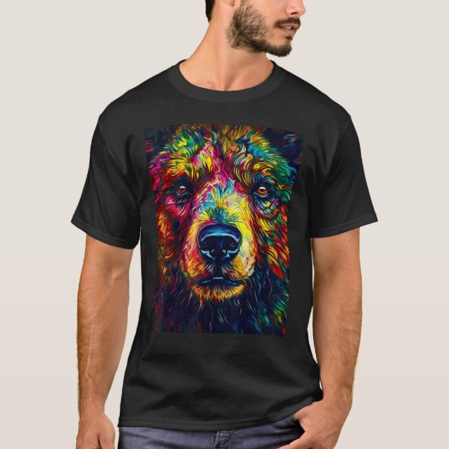 Camiseta Colorful Grizzly Bear Closeup (Anverso)