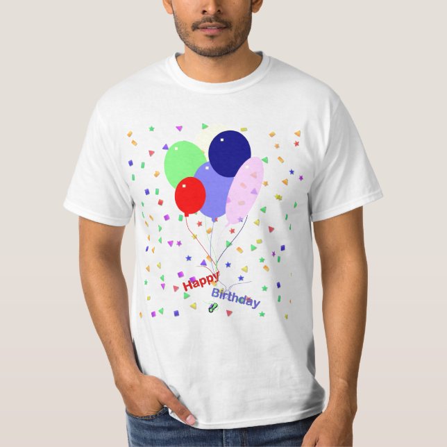 Camiseta Colorful Happy Birthday Balloons (Anverso)