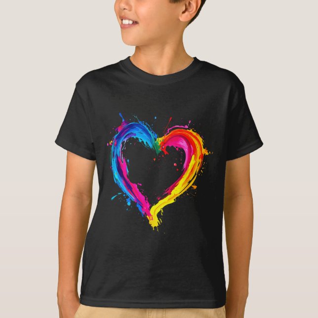 Camiseta Colorful Heart Love Valentines Day  (Anverso)