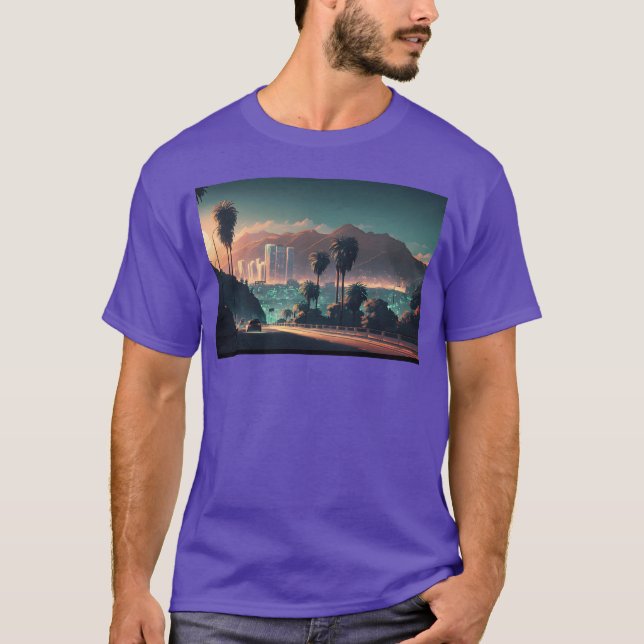 Camiseta Colorful Hollywood Hills Vibrant Urban Landscape f (Anverso)