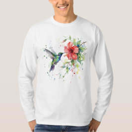 Camiseta Colorful Hummingbird Watercolor Floral Nature Art