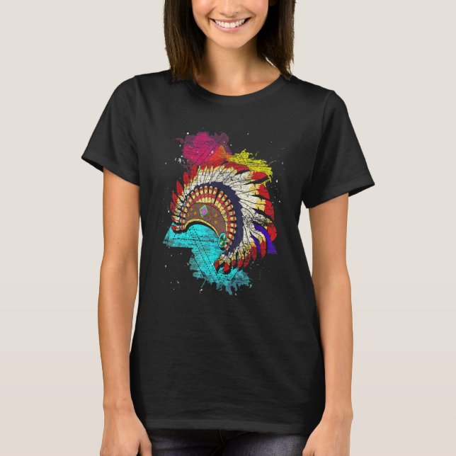Camiseta Colorful Indian Headdress Indigenous Indian Native (Anverso)