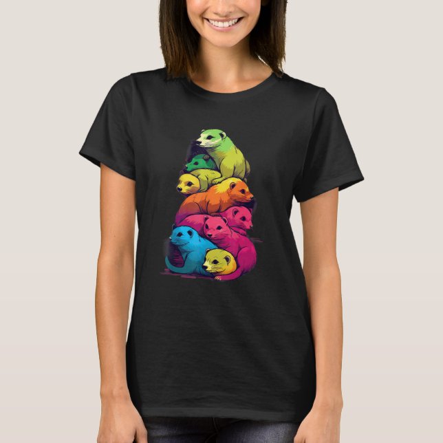 Camiseta Colorful LGBT Pride Ferret Pile (Anverso)