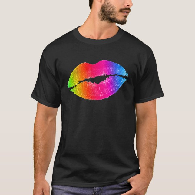 Camiseta Colorful Lips Lipstick Makeup (Anverso)