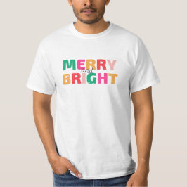Camiseta Colorful Merry and Bright Bold Christmas