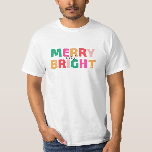 Camiseta Colorful Merry and Bright Bold Christmas (Anverso)