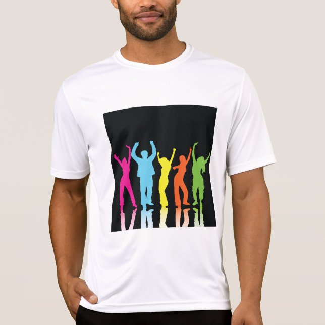Camiseta Colorful Neon Dancing Silhouettes Retro Party (Anverso)