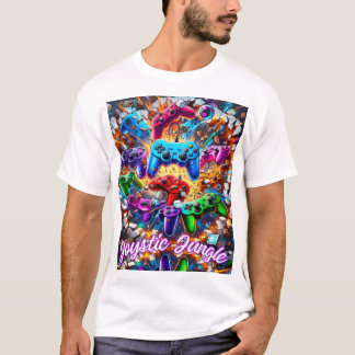 Camiseta Colorful Neon Joysticks Pattern