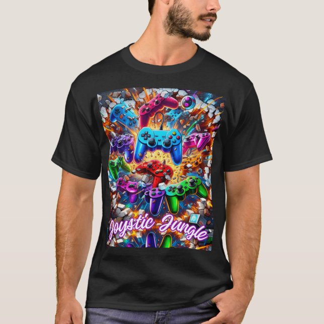 Camiseta Colorful Neon Joysticks Pattern (Anverso)