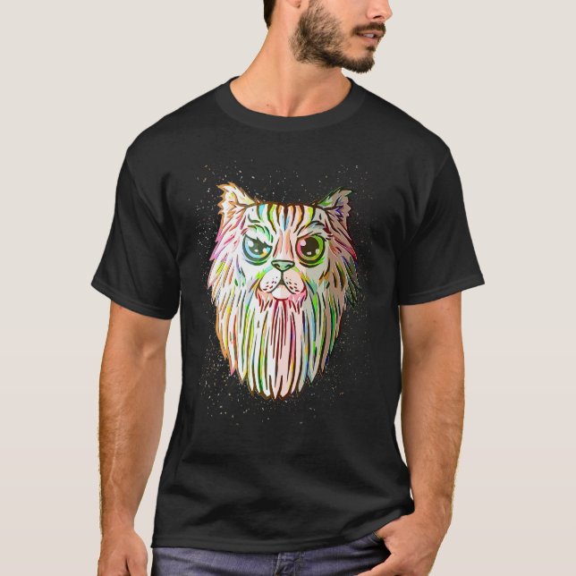 Camiseta Colorful Paint Splash  Bearded Cat (Anverso)