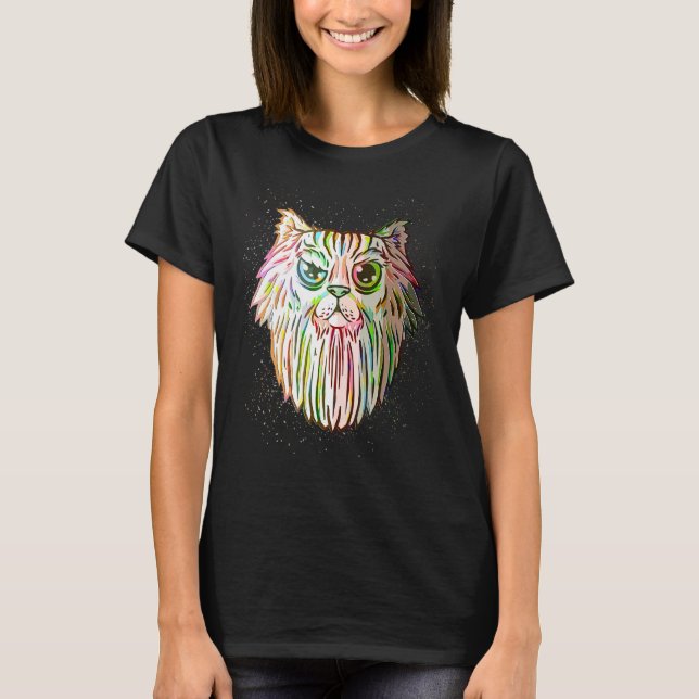 Camiseta Colorful Paint Splash  Bearded Cat (Anverso)