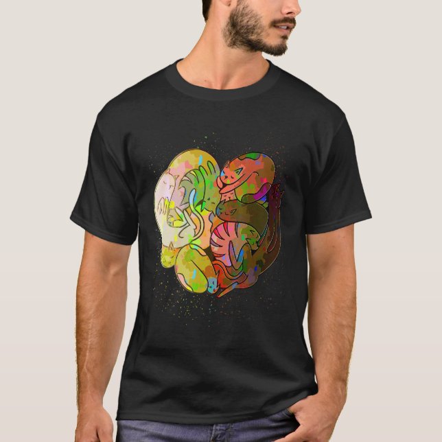 Camiseta Colorful Paint Splash Cats Heart Cat (Anverso)