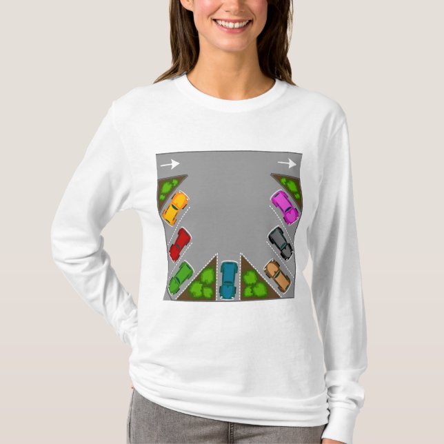 Camiseta Colorful Parking Lot Overhead View Car Enthusiast (Anverso)