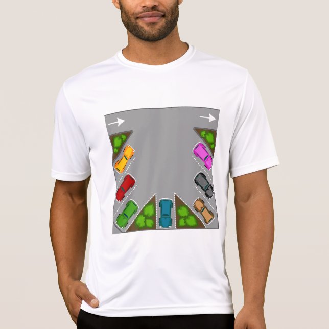 Camiseta Colorful Parking Lot Overhead View Car Enthusiast (Anverso)