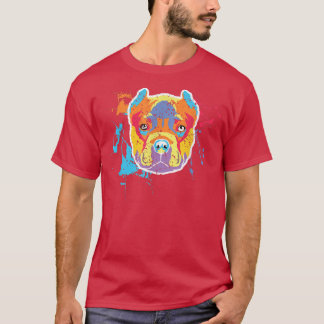 Camiseta Colorful Pitbull Dog Lover, Ladies Man Dog, Love P