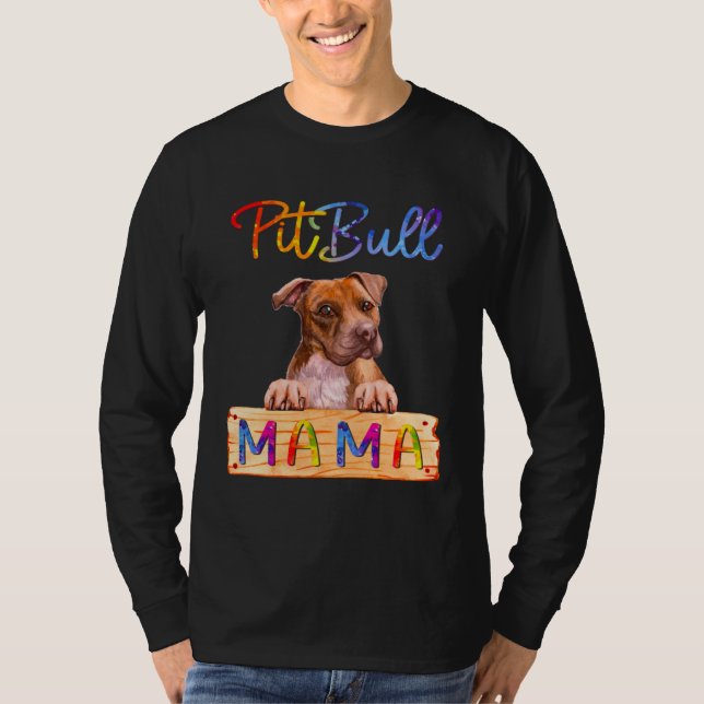 Camiseta Colorful Pitbull Mama  Dog Mom (Anverso)