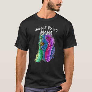 Camiseta Colorful Pop Portrait Basset Hound Dog Mom Mother'