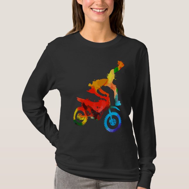 Camiseta Colorful Pop Portrait  Motorcycle Motocross (Anverso)