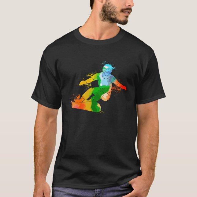 Camiseta Colorful Pop Portrait Snowboarding (Anverso)