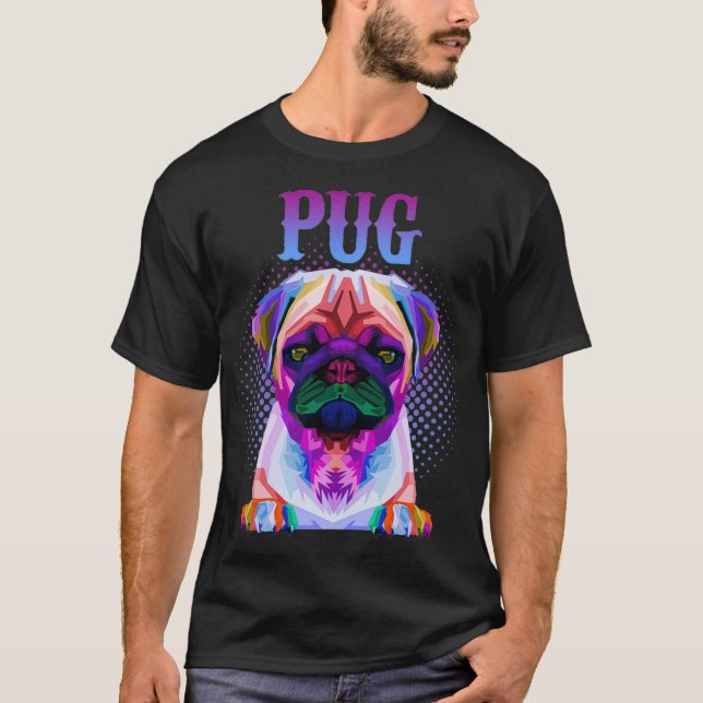 Camiseta Colorful Pug Dog Breed Pullover  (Anverso)