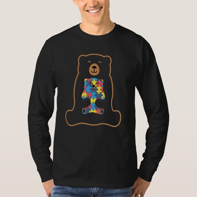 Camiseta colorful puzzle pieces Autism Awareness   bear (Anverso)