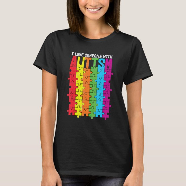 Camiseta colorful puzzle pieces Autism Awareness love (Anverso)